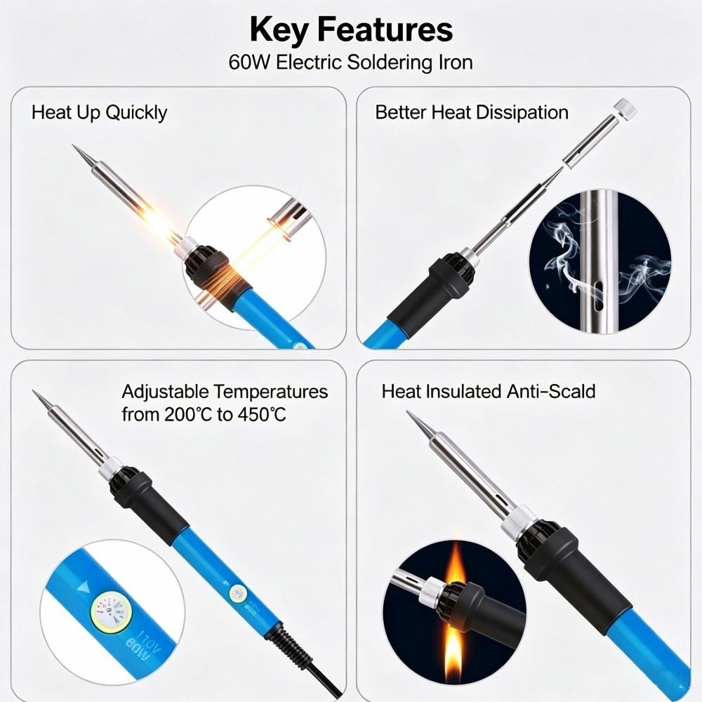 60W Adjustable Temperature Ele - Soldering Iron Kit review and price