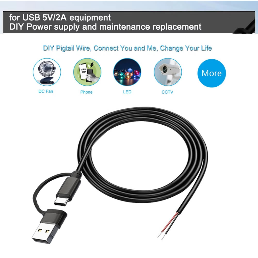 DC 2 Pin Power Cable USB and T - Diy Electronics Websites review and price